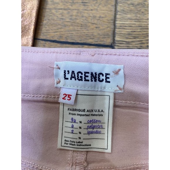 L'Agence Margot Light Rose Gold Foil High Rise Skinny Jeans Women's Size 25 - Picture 12 of 12